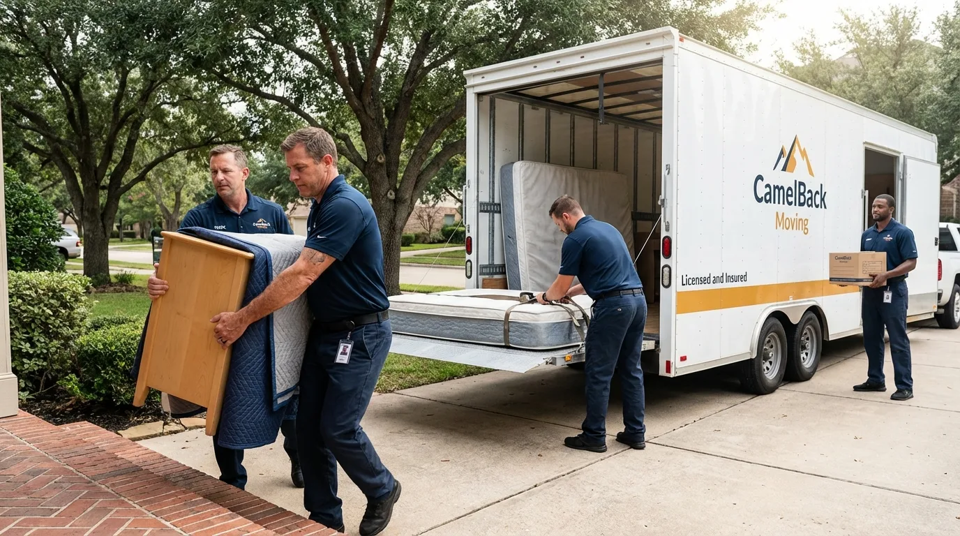 Crew loading residential truck for cross-state move from Gold Beach, OR