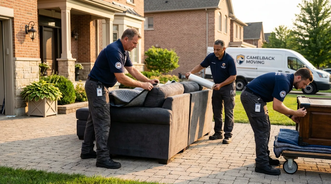 Large estate moving crew wrapping furniture in Gold Beach, OR